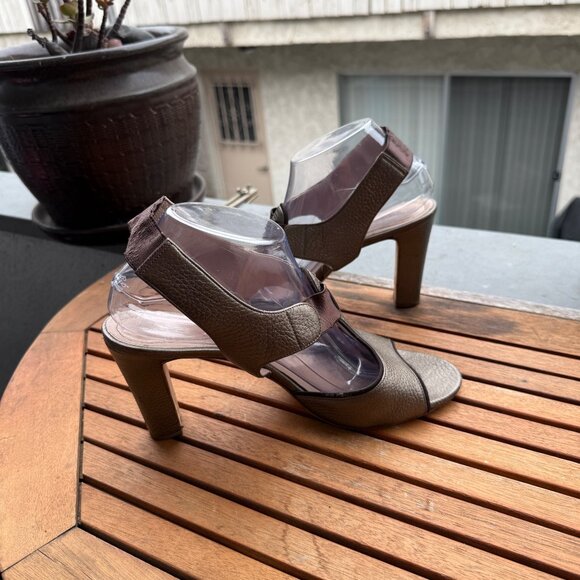 Chloé Brown Leather Peep-Toe Heeled Sandals Size 41 - Picture 3 of 9